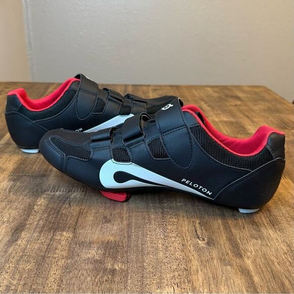 Peloton Cycling Shoes w/Delta Cleats Hook-And-Latch Closure Black Red Size EU 48 - Picture 7 of 10